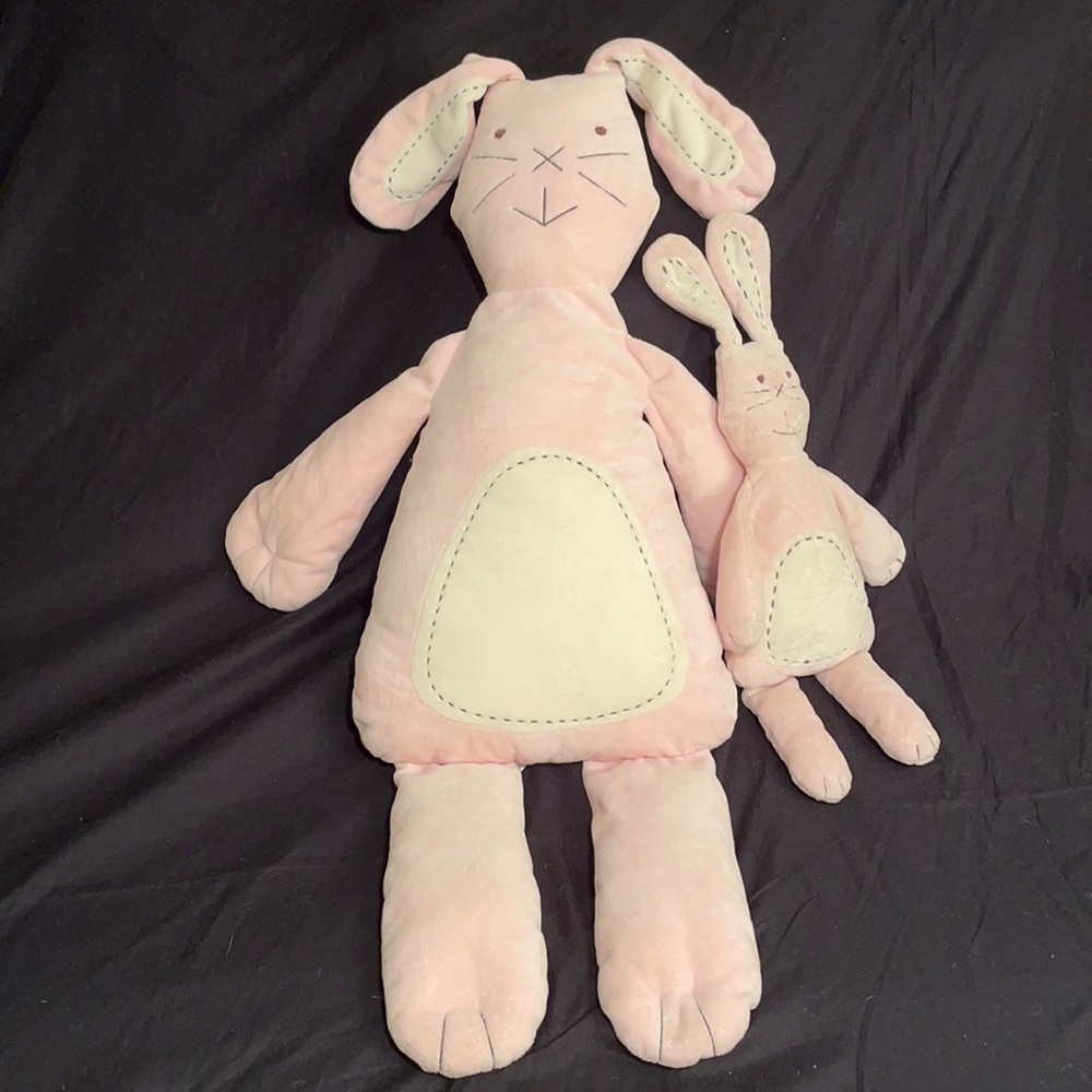 POTTERY BARN KIDS Plush Stuffed Pink Bunny Rabbits - Jumbo & Small sized set